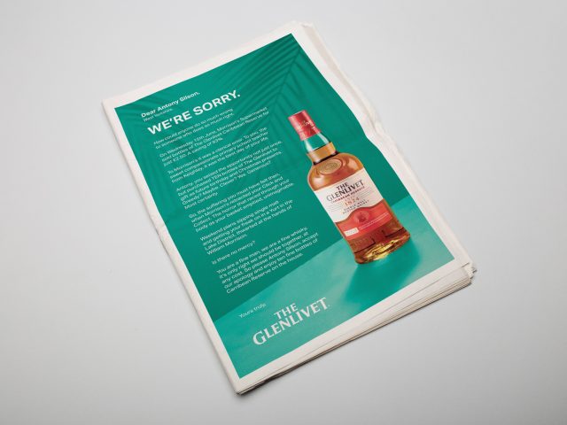 The Glenlivet Dear Anthony Newspaper